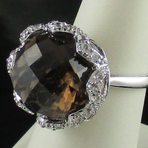 Opulent Opaques 14.62ct Smoky Quartz Ring